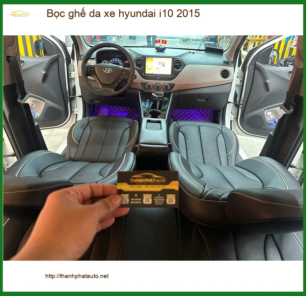 Khách Anh Minh bọc ghế da Hyundai i10 2015 tại Nhà Bè làm mới nội thất xe ảnh thực tế 3