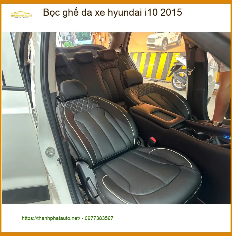 Anh Quang bọc ghế da xe Hyundai i10 2015 tại Quận 2 để nâng cấp không gian nội thất cũ kỹ ảnh thực tế 3