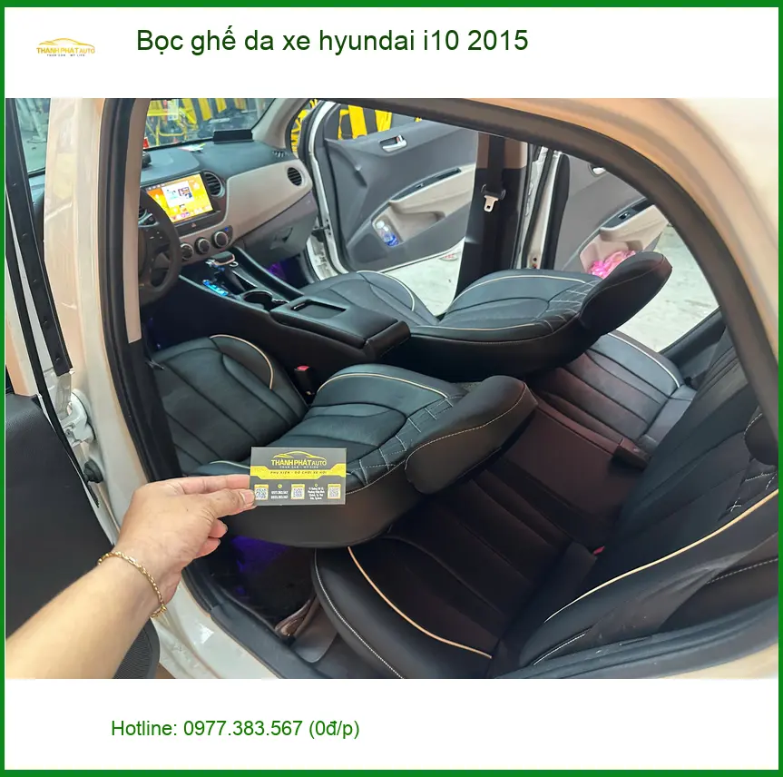 Anh Trọng bọc ghế da xe Hyundai i10 2015 tại Quận 4 để nâng tầm nội thất ảnh thực tế 3