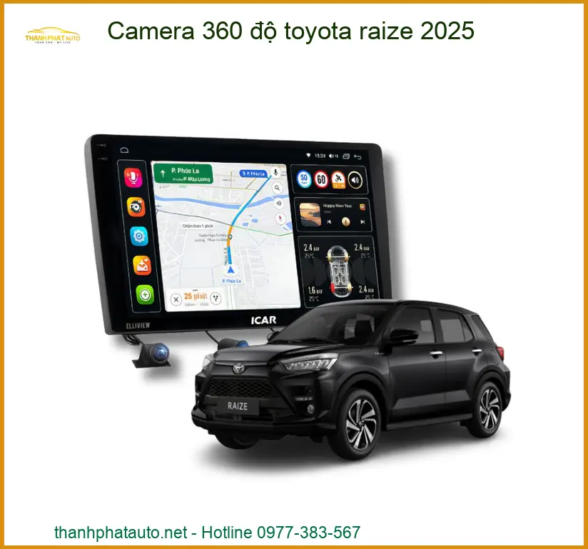 Camera 360 độ Toyota Raize 2025 - Trung Tâm Lắp Đặt Uy Tín TPHCM