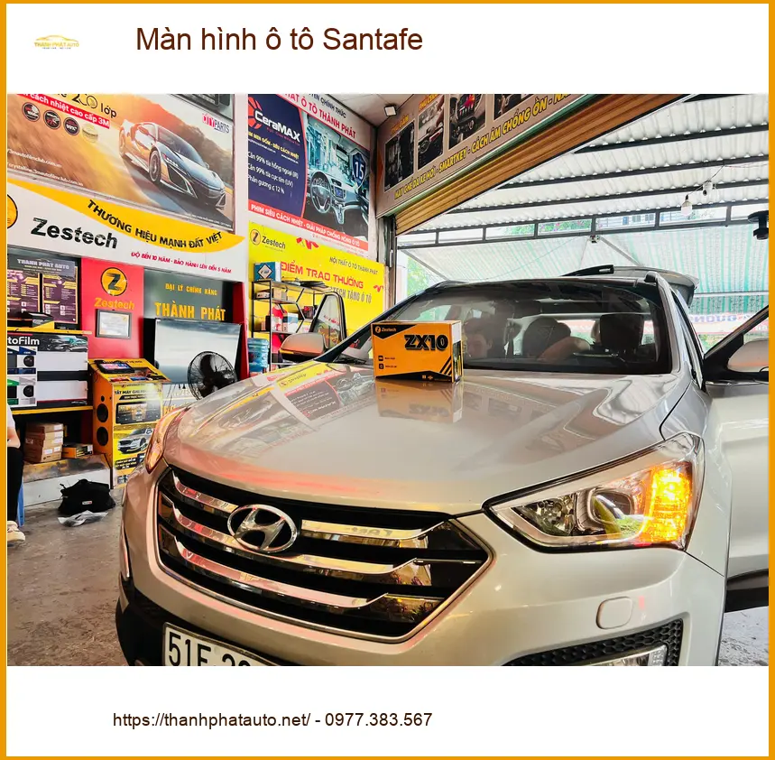 Chị Thảo lắp màn hình ô tô Santafe tại Quận Gò Vấp để có trải nghiệm lái tốt hơn ảnh thực tế 4