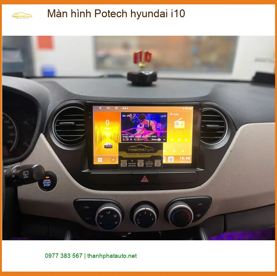 Chị Thảo nâng cấp màn hình Potech cho Hyundai i10 tại Quận 5 để giải trí trên xe ảnh thực tế 3