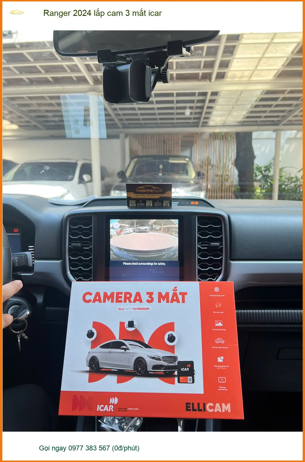 Anh Duy lắp cam 3 mắt iCar cho Ranger 2024 ở Quận 9 an toàn đường phố ảnh thực tế 4